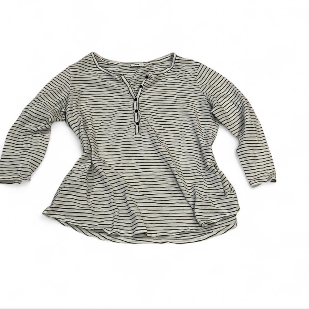 Vince black and white Striped Long Sleeve Henley Top L